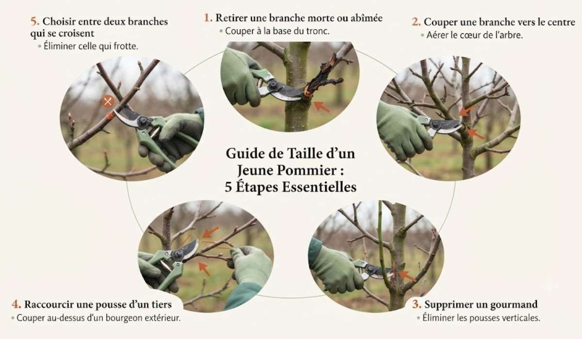 Taille jeune pommier guide illustré